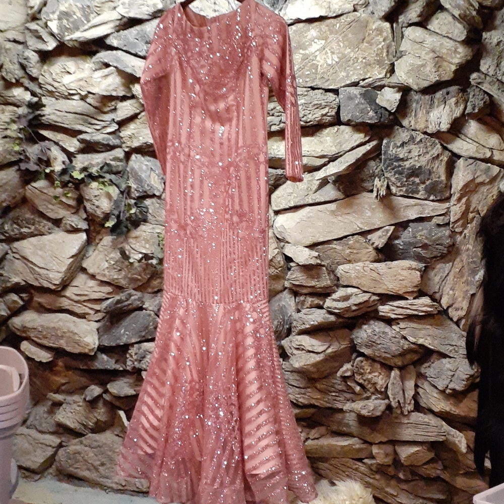 Elegant Pink Long Sleeve Dress